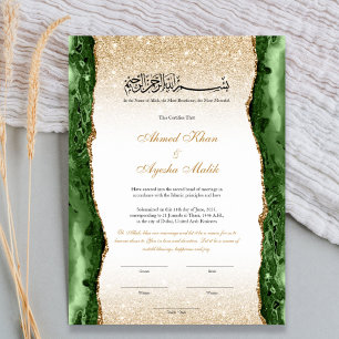 Elegant Nikkah Certificate Muslim Islamic Wedding Poster