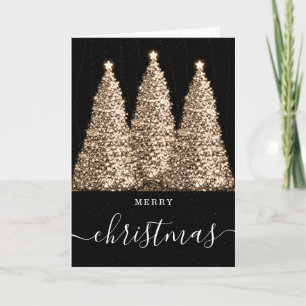 Elegant No Photo Christmas Holidays Glitter Trees Holiday Card