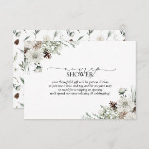 Elegant No Wrap Winter Evergreen Bridal Shower Enclosure Card