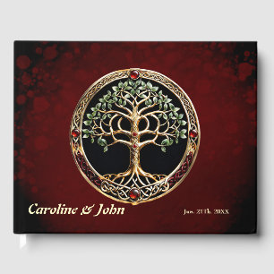 Elegant noble tree of life with celtic knot. guest book