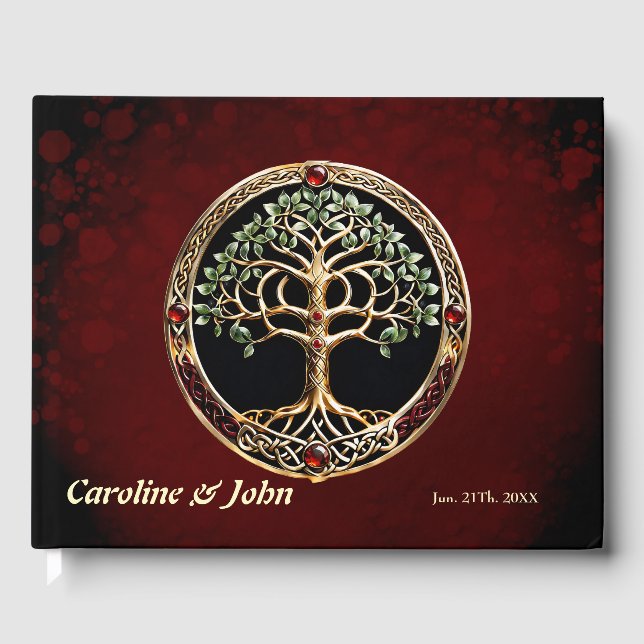 Elegant noble tree of life with celtic knot.  guest book (Front)
