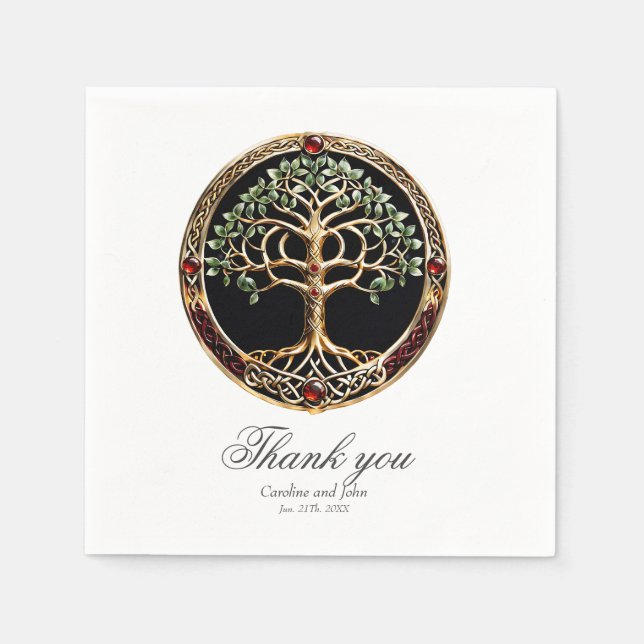Elegant noble tree of life with celtic knot.  napkin (Front)