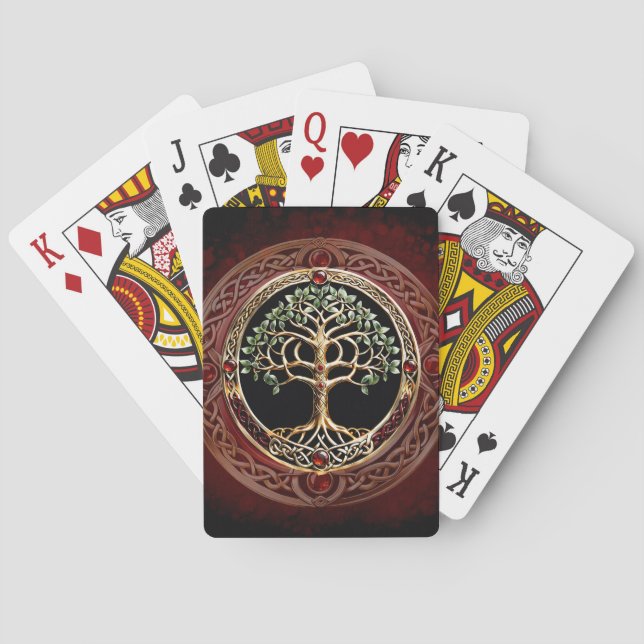 Elegant noble tree of life with celtic knot. playing cards (Back)