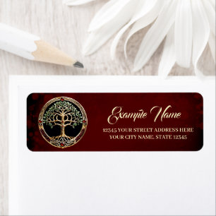 Elegant noble tree of life with celtic knot. The d Return Address Label