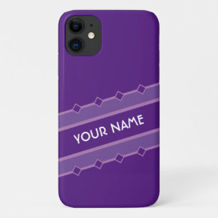 Elegant noble violet striped band with your name iPhone 11 case