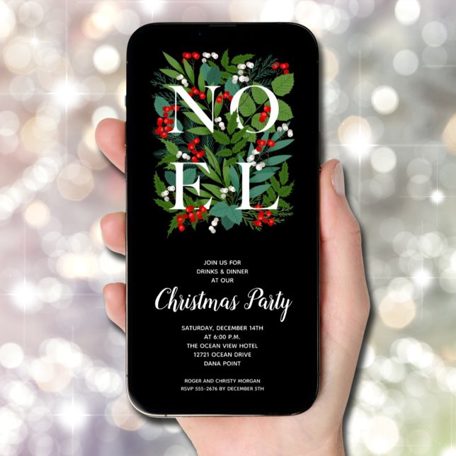 Elegant NOEL Greenery Christmas Party Invitation (Elegant NOEL Greenery Christmas Party Invitations - INSTANT DOWNLOAD and/or PRINTED)