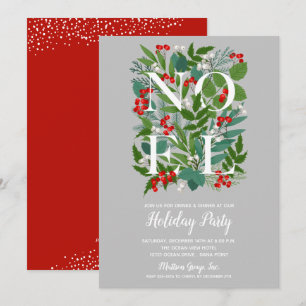 Elegant NOEL Greenery Christmas Party Invitations