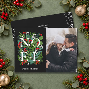 Elegant NOEL Greenery Photo Holiday Card