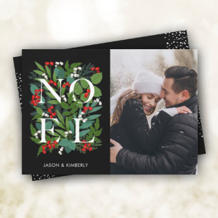 Elegant NOEL Greenery Photo Holiday Card