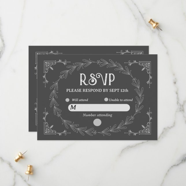Elegant Noir Deco | Black and White Wedding Save The Date (Front/Back In Situ)