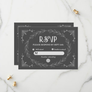 Elegant Noir Deco   Black and White Wedding Save The Date
