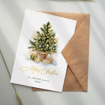 Elegant Non Photo Watercolor Christmas Tree Foil