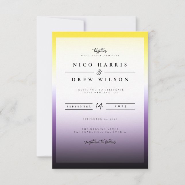 Elegant Nonbinary Pride Wedding  Invitation (Front)