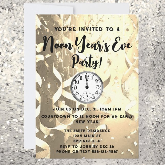 Elegant Noon Year's Eve Party Invitation (Creator Uploaded)