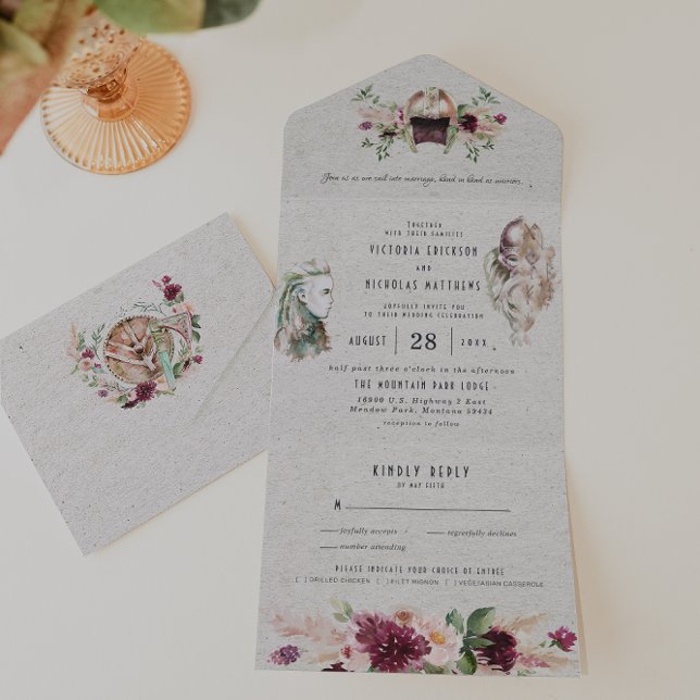 Elegant Norse Viking Scroll Wedding All In One Invitation (Creator Uploaded)