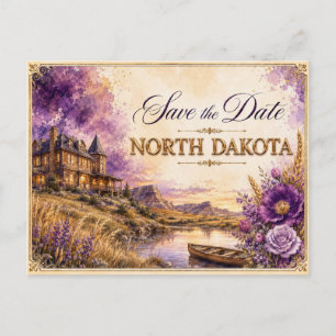 Elegant North Dakota Save the Date Wedding Invite Postcard