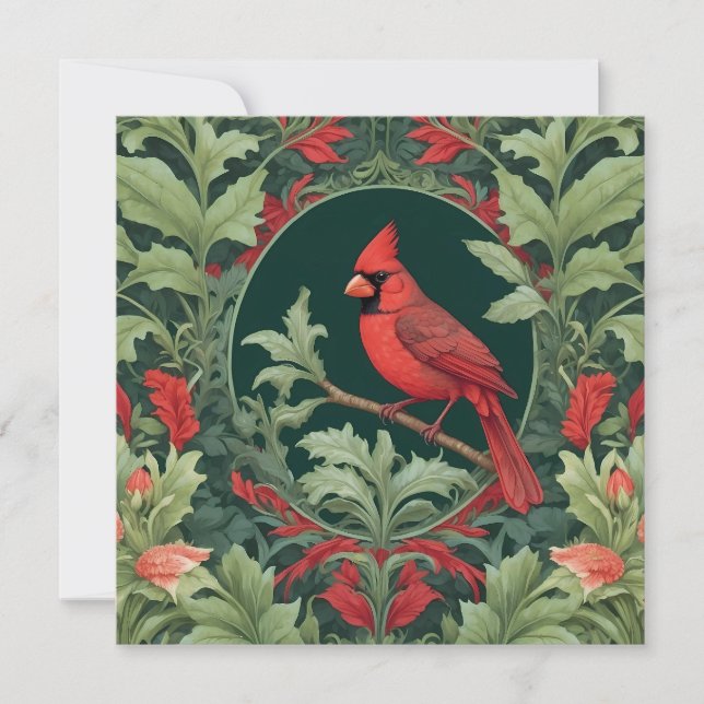 Elegant Northern Cardinal William Morris Inspired  (Front)