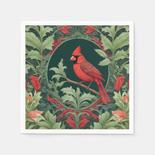 Elegant Northern Cardinal William Morris Inspired Napkin