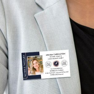 Elegant Notary Public Dark Blue Rose Gold Name Tag