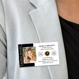 Elegant Notary Public Loan Signing Agent Black Name Tag