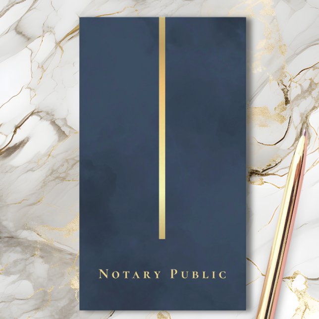 Elegant Notary Public Navy Blue Gold LinkedIn QR Business Card (Creator Uploaded)