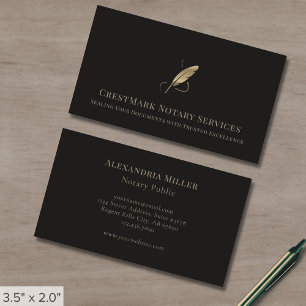 Elegant Notary Public Quill Business Card