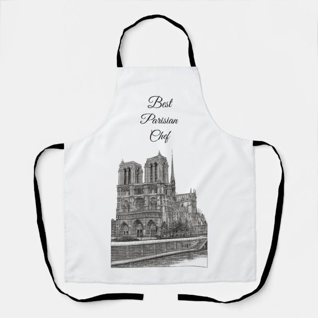 Elegant Notre Dame Best Parisian Chef Apron (Front)