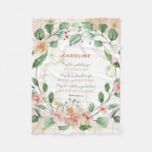 Elegant Numbers 4:24-26 Floral Watercolor Custom Fleece Blanket