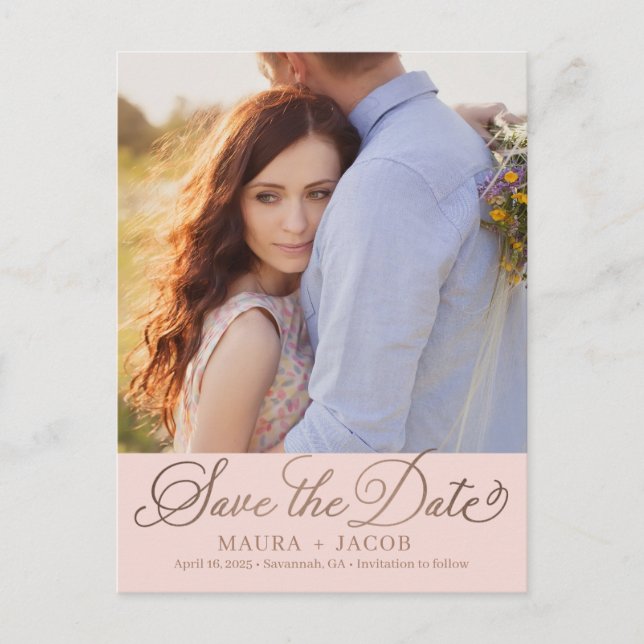 Elegant Nuptial Save The Date Postcard (Front)