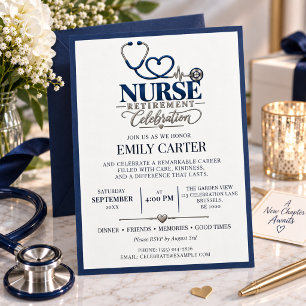 Elegant Nurse Retirement Celebration Party Invitation