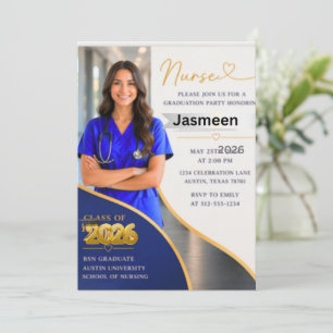 Elegant Nursing Graduation Invitation Photo Card  