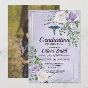 Elegant Nursing Graduation Invitation Photo   RN B