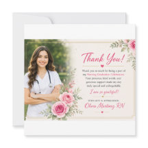 Elegant Nursing Graduation Thank You Card with Pho