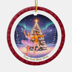 Elegant Nutcracker Ballet Christmas Ballerina Gift Ceramic Ornament