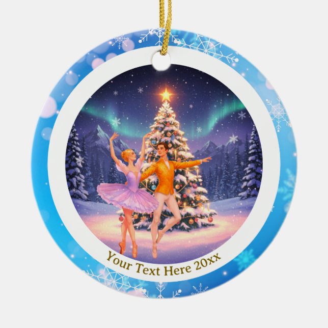 Elegant Nutcracker Ballet Christmas Ballerina Gift Ceramic Ornament (Front)