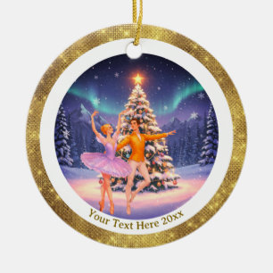 Elegant Nutcracker Ballet Christmas Ballerina Gift Ceramic Ornament