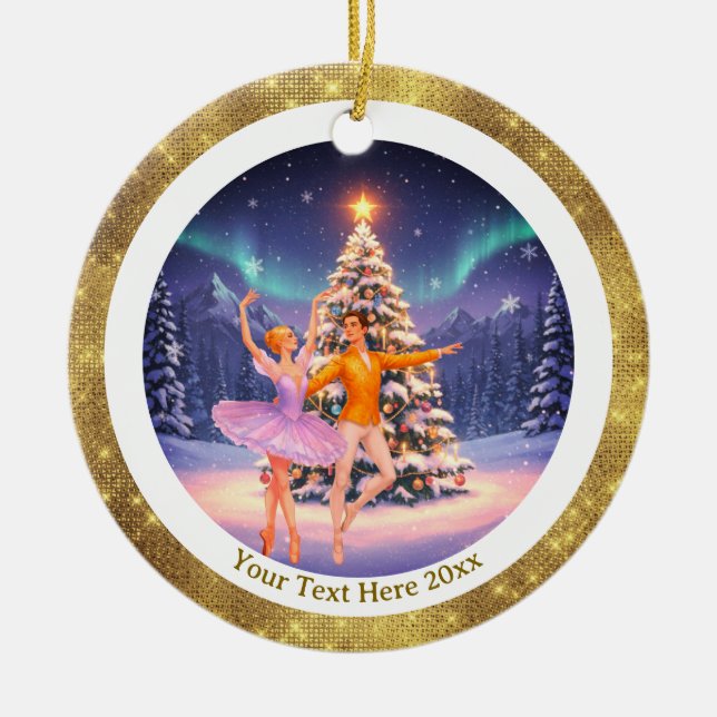 Elegant Nutcracker Ballet Christmas Ballerina Gift Ceramic Ornament (Front)