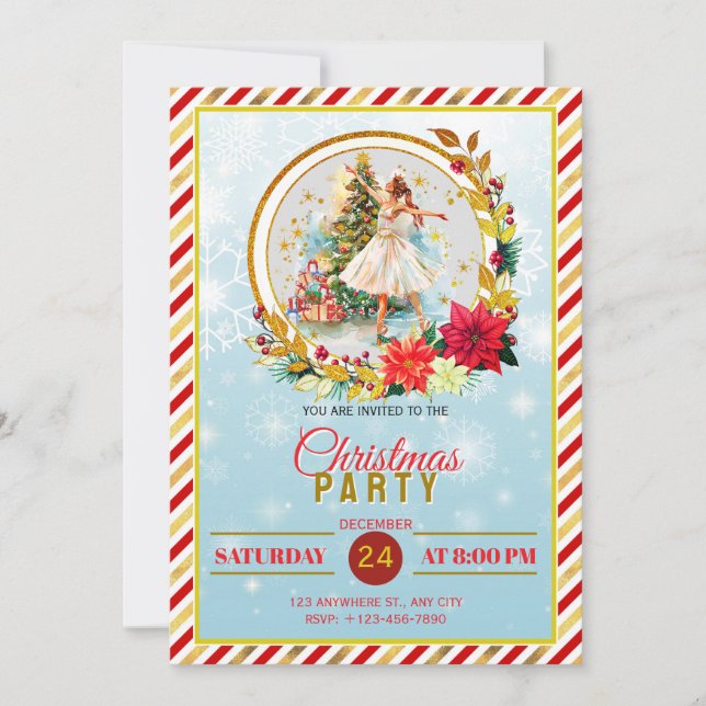 Elegant Nutcracker Christmas Holiday Party Card (Front)