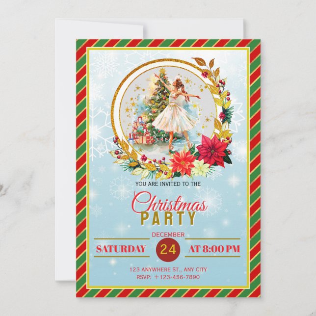 Elegant Nutcracker Christmas Holiday Party Card (Front)