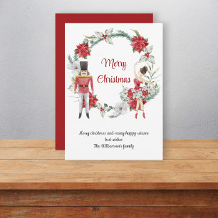 Elegant nutcracker festive red christmas card