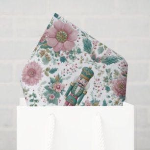 Elegant Nutcracker & Flowers Print Tissue Paper