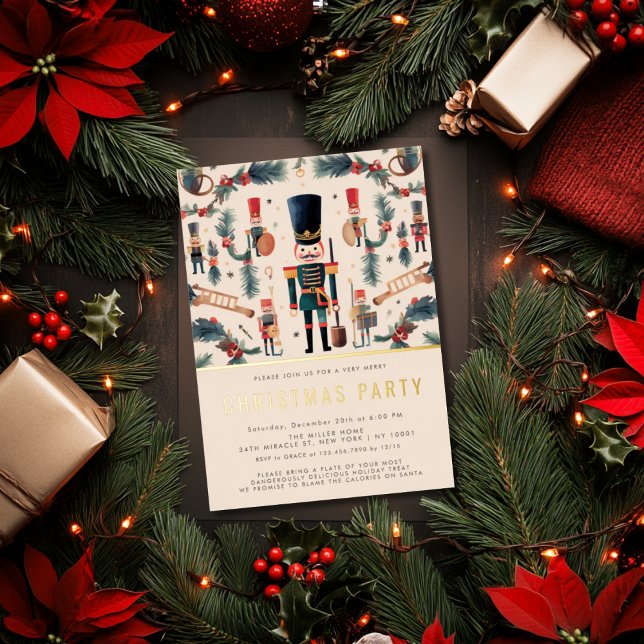 Elegant Nutcracker Gold Christmas Party Invitation (Creator Uploaded)
