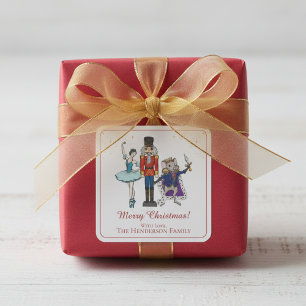 Elegant Nutcracker Merry Christmas Square Sticker