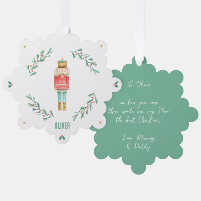 Elegant nutcracker traditional cute Christmas Tree Decoration Card (Front/Back)