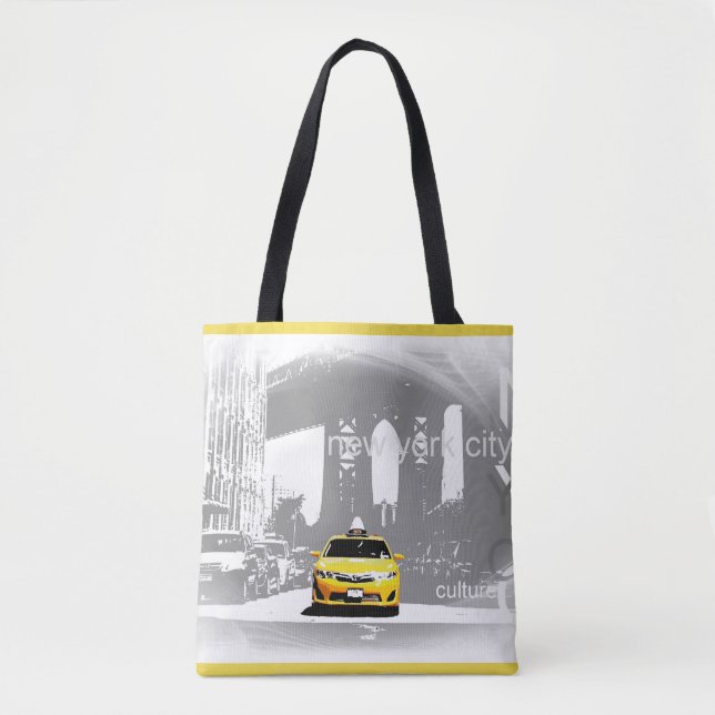 Elegant Nyc New York City Brooklyn Yellow Taxi Tote Bag (Front)