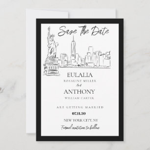 Elegant NYC Skyline Save the Date Invitation