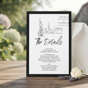 Elegant NYC Skyline Wedding Details Card