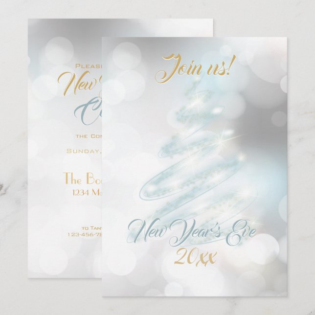 Elegant NYE  Bokeh Company Holiday Card (Front/Back)