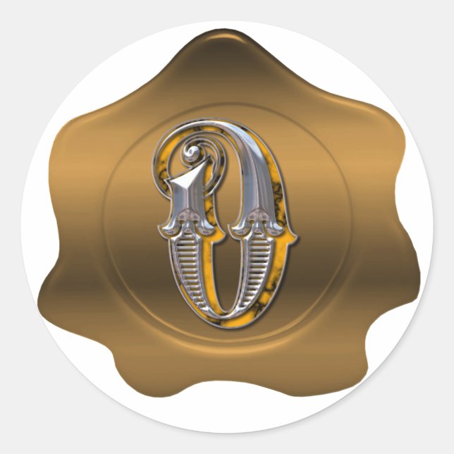 Elegant O Monogram Bronze Wax Seal Look Sticker (Front)