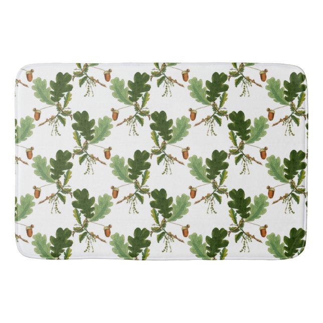 Elegant Oak Leaf and Acorn Bath Mat (Front)